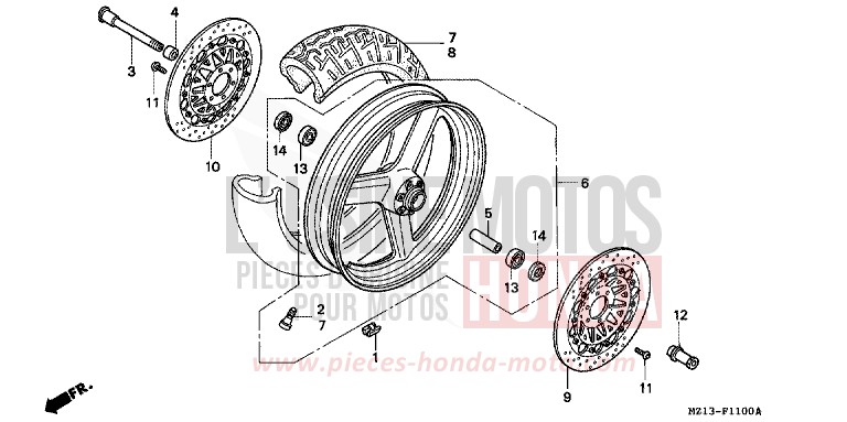 VORDERRAD von CB1300 Super Bold'or ABS PEARL FADELESS WHITE (NH341K) von 1993
